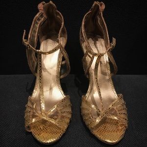 Badgley Mischka gold heels